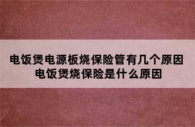 电饭煲电源板烧保险管有几个原因 电饭煲烧保险是什么原因